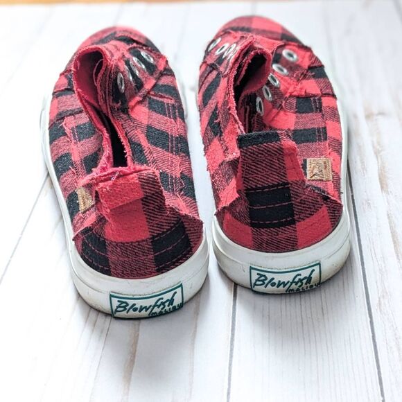 Blowfish Malibu Women's Play Slip On Sneakers Red Plaid - Picture 4 of 5